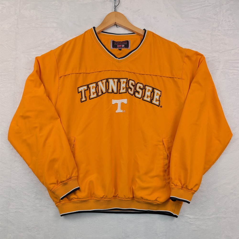 Colosseum Athletics Jacket Men L Orange NCAA Tennessee V-Neck Pullover Windshirt